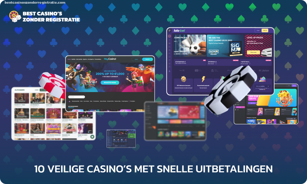 De 10 beste veilige en legale online casino's met snelle uitbetalingen, ruime limieten voor financiële transacties en een uitstekende selectie betrouwbare betaalmethoden