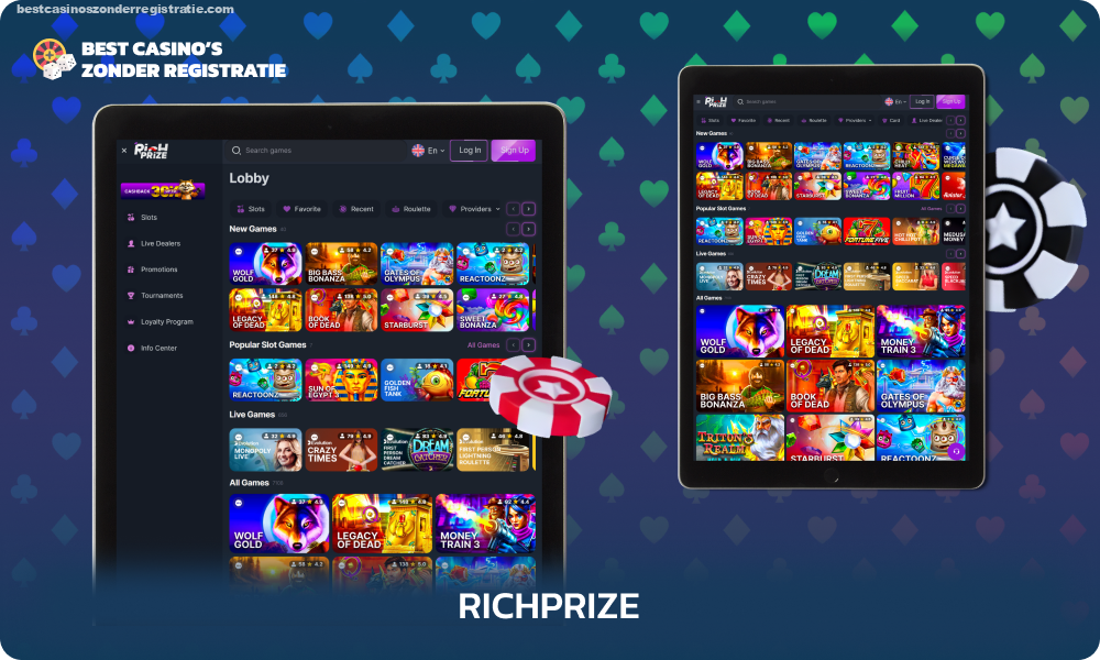 RichPrize online casino biedt spelers een welkomstbonus van 900% en 150 gratis spins, meer dan 6.000 spellen van gelicentieerde providers, een gratis mobiele applicatie en 24/7 gebruikersondersteuning