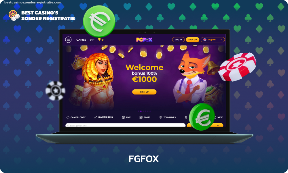 FGFox Casino met een storting van € 1 biedt een 100% eerste stortingsbonus en 100 gratis spins, directe financiering, een breed scala aan betaalmethoden en spellen, en een gratis mobiele app