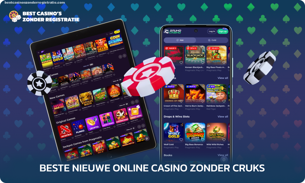 Uit de geteste casino's zonder CRUKS hebben experts de beste sites geselecteerd waar u van uw favoriete spellen kunt genieten, kunt deelnemen aan promoties, bonussen kunt ontvangen en winsten kunt opnemen zonder commissies