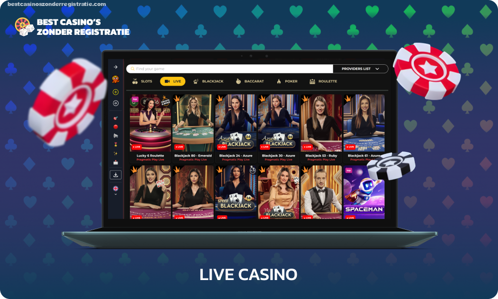 Betsomnia Live Casino biedt spelers populaire casinospellen zoals poker, blackjack, baccarat, roulette, maar ook spelshows georganiseerd door professionele dealers