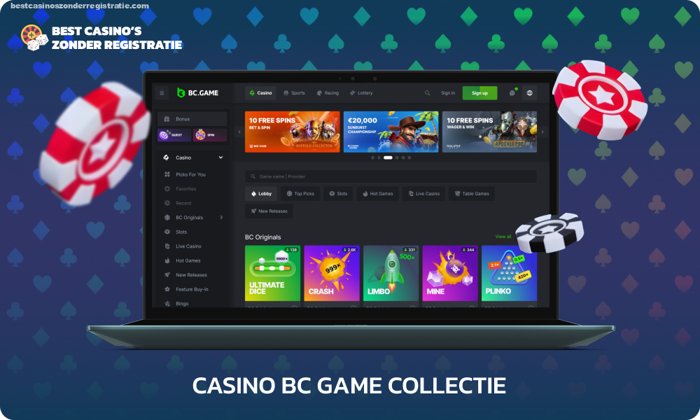 BC Game Casino biedt spelers een gevarieerde catalogus van gokspellen, van klassieke slots, blackjack, loterijen, bingo en originele spellen van meer dan 70 aanbieders met de mogelijkheid om in de demomodus te spelen