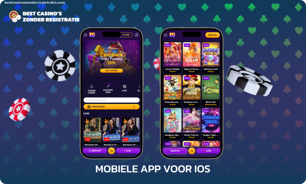 Om snel toegang te krijgen tot FGFox op iOS-apparaten, opent u de casinowebsite via een mobiele browser, klikt u op Delen, selecteert u Toevoegen aan startscherm en bevestigt u de actie