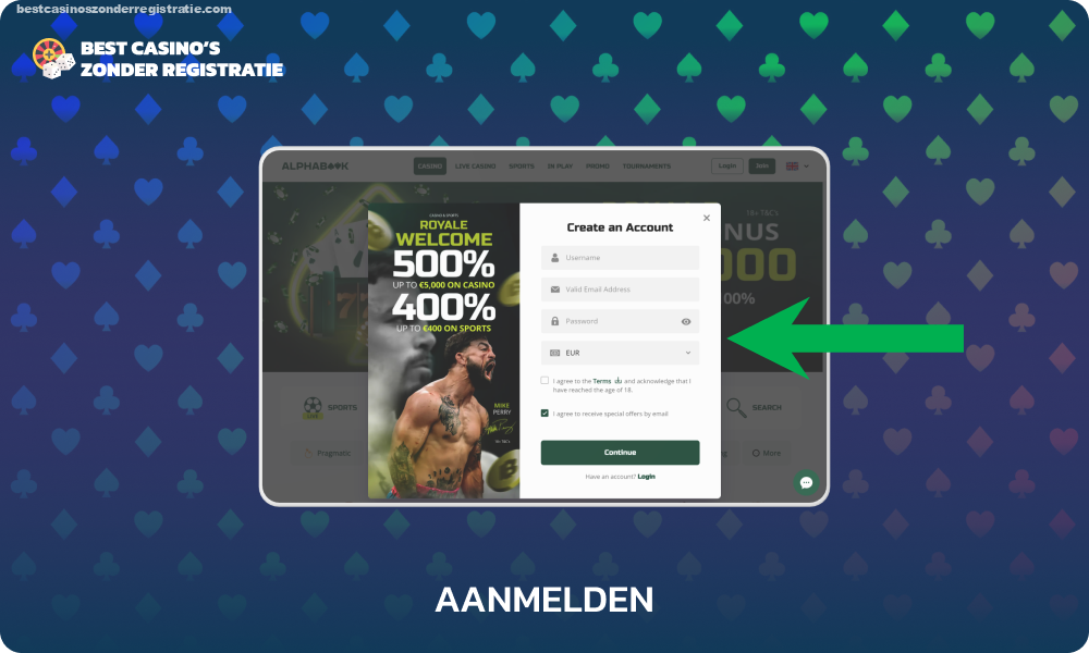 Om te beginnen met spelen in het casino met een storting van 10 euro, maakt u een profiel aan op de geselecteerde site door het registratieformulier in te vullen