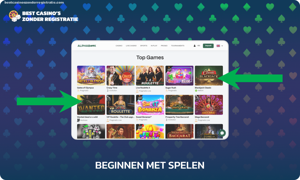 Om te beginnen met spelen in het casino met een storting van 10 euro, ga je naar het spelgedeelte op de casinowebsite, selecteer je het juiste spel in de catalogus, bestudeer je de regels en plaats je een weddenschap