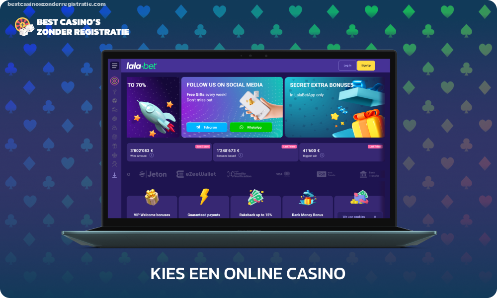 Om voor echt geld te gaan spelen in een online casino zonder CRUKS, opent u de casinowebsite in de lijst