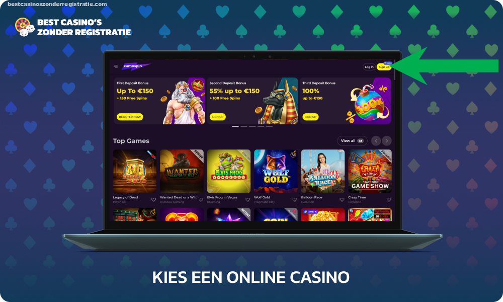 Om te beginnen met spelen met een storting van 1 euro, selecteer je een online casino uit de lijst en begin je met het aanmaken van een account