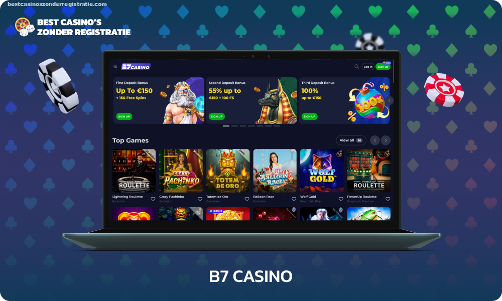 B7 Casino is populair onder gokkers vanwege de mogelijkheid om zonder ID-kaart te spelen, evenals een catalogus met meer dan 1000 online spellen, zowel om voor echt geld te spelen als in de demomodus