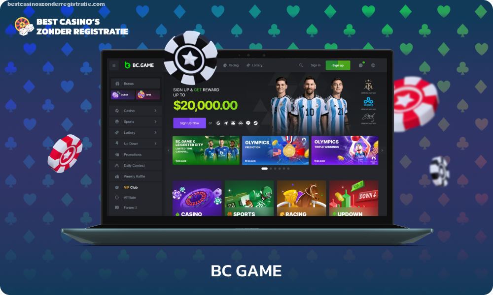 BC Game Casino biedt veilig online gamen zonder registratie met ondersteuning voor cryptocurrency, een verscheidenheid aan games, stortingsbonussen en beschikbaarheid in meerdere talen