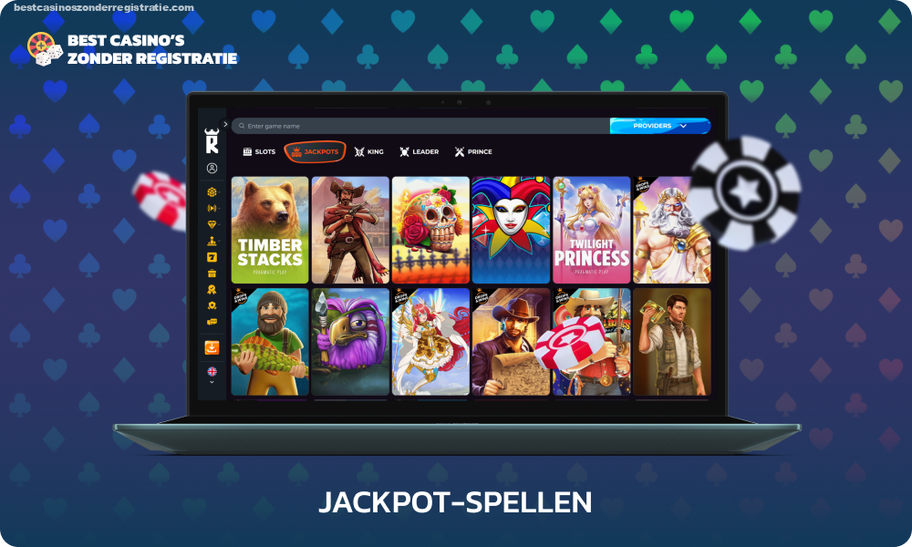 Jackpotspellen bij Rakoo Casino bieden een groot winstpotentieel en opwindende mechanismen en zijn verdeeld op basis van de grootte van de jackpot die in dergelijke online spellen kan worden gewonnen