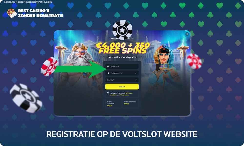 Om u te registreren op de VoltSlot-website of mobiele applicatie moet u een paar eenvoudige stappen volgen