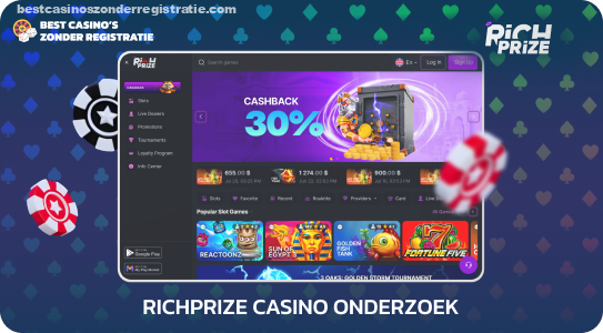 RichPrize Casino biedt gebruikers meer dan 6.500 online games, mooie bonussen, waaronder een 900% welkomstpakket tot 9.000 euro en 150 gratis spins, evenals een loyaliteitsprogramma en handige betalingssystemen voor het doen van stortingen en het opnemen van winsten