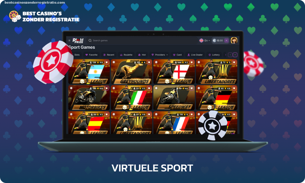 RichPrize Casino biedt een uitgebreide collectie virtuele sporten voor wedden met echt geld