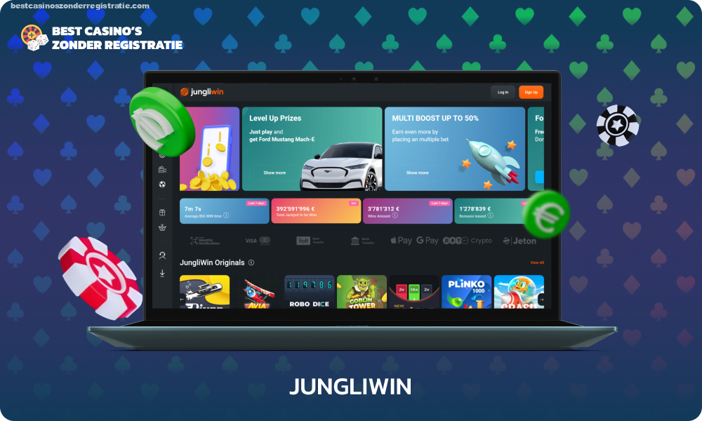 JungliWin Casino met een storting van 1 euro, directe opwaarderingen en een lucratieve welkomstbonus van 200%