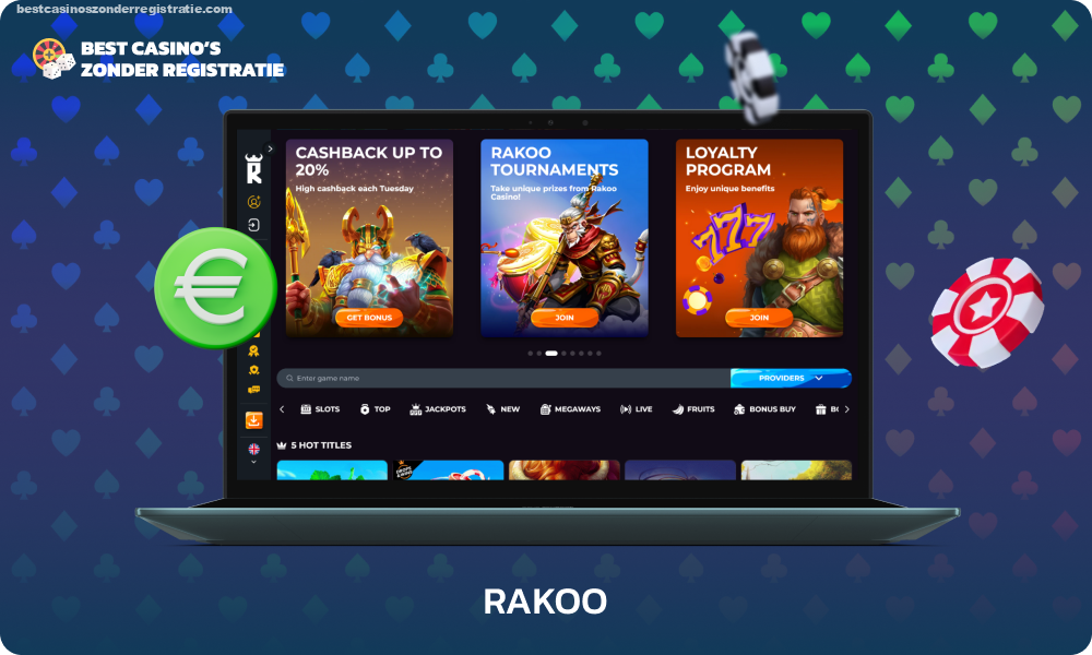 Casino met een storting vanaf 1 euro Rakoo biedt een welkomstbonus van 250% plus 333 gratis spins, biedt een ruime keuze aan spellen en directe stortingen via betrouwbare betalingssystemen