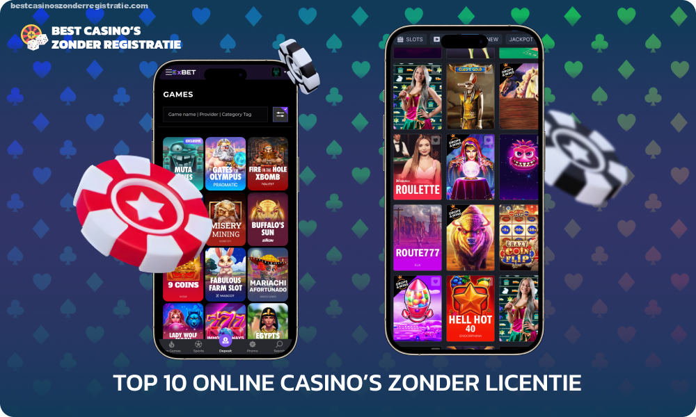 Top 10 online casino's zonder licentie die betrouwbaar en veilig zijn, voldoen aan internationale normen en welkomstbonussen aanbieden aan nieuwe spelers