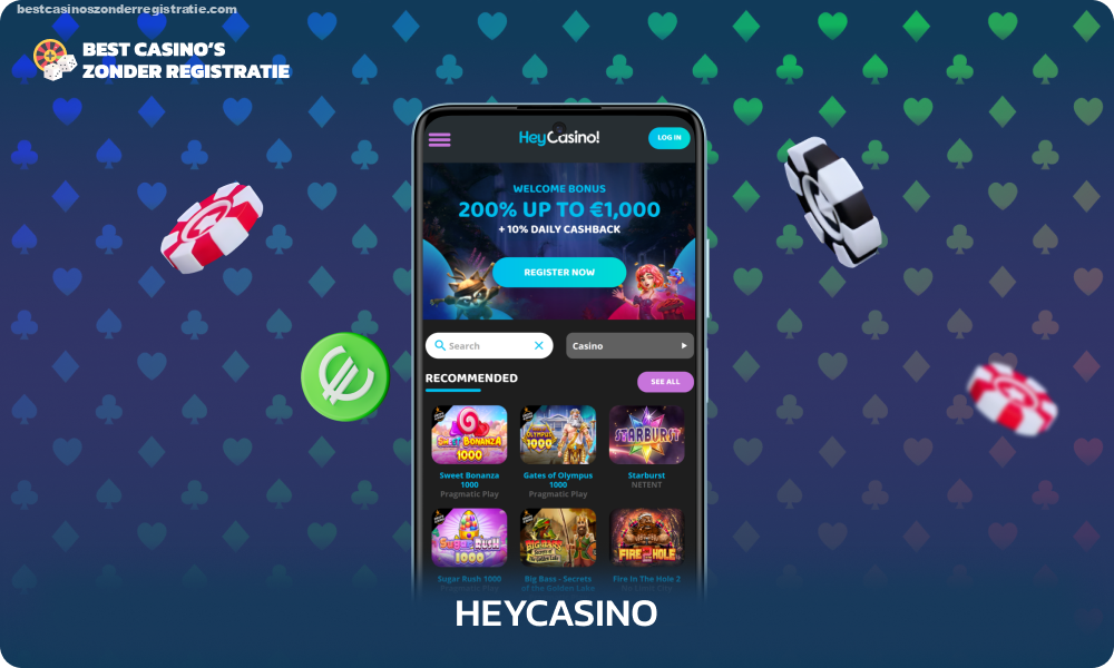 HeyCasino biedt een storting vanaf 10 euro met een breed scala aan betaalmethoden, een welkomstbonus van 200% en een hoge stortingsrente