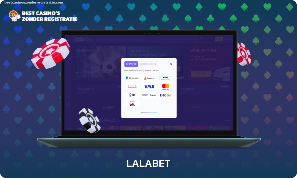 Lalabet, een Pay n Play-casino met een uitgebreide catalogus aan speelautomaten, biedt gebruikers meer dan 3.000 speelautomaten, live dealer-spellen en een welkomstbonus van 200% tot € 1.000 plus 150 gratis spins, evenals een minimale stortingsoptie van slechts € 10