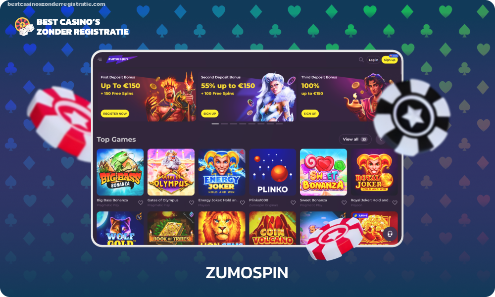 ZumoSpin Casino biedt een spannende spelervaring, mooie bonussen, betrouwbare betalingssystemen en snelle uitbetalingen tot wel 100.000 euro per dag, evenals 24/7 klantenondersteuning