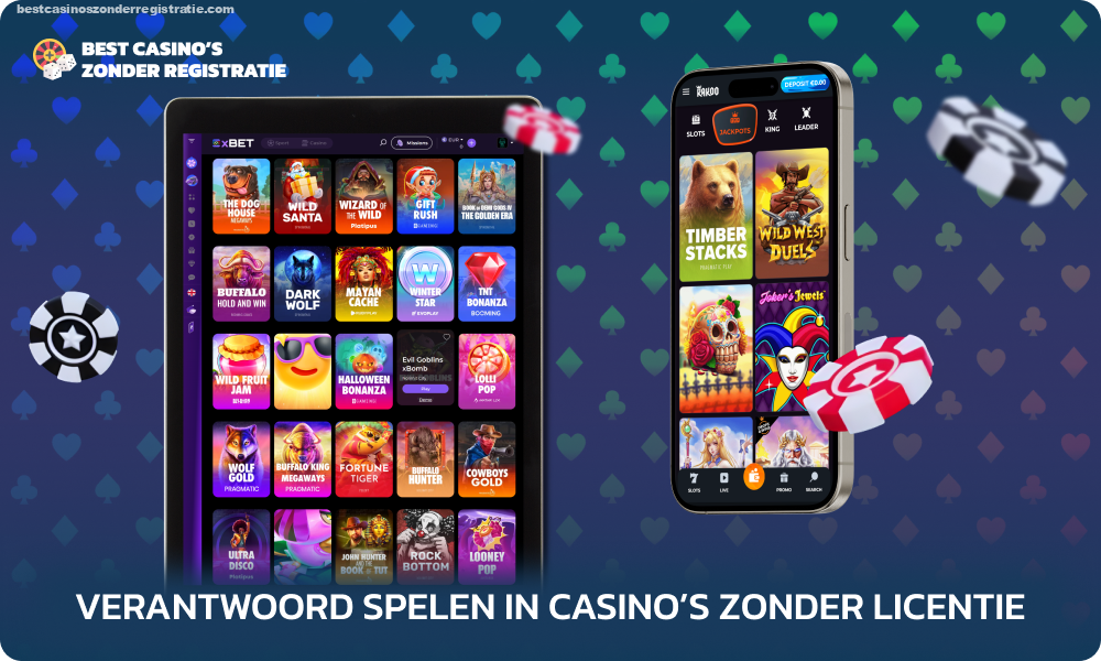 Wanneer u in casino's zonder vergunning speelt, moet u de regels van Verantwoord Spelen volgen, inclusief het instellen van tijds- en financiële limieten