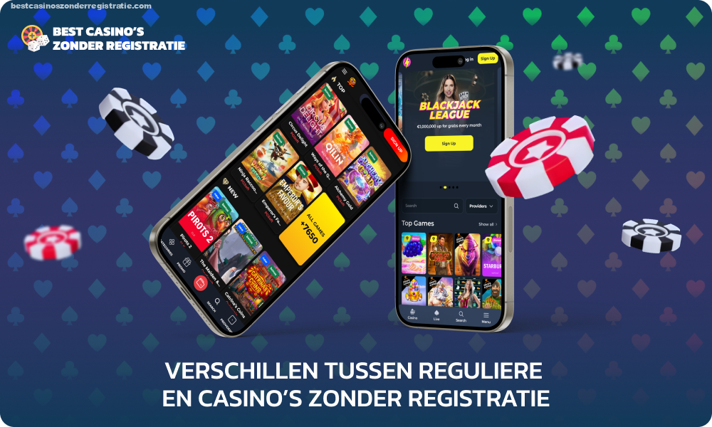 Casino's zonder registratie en casino's waarvoor u een account moet aanmaken, zijn vergelijkbaar in de mogelijkheid om uw saldo aan te vullen, voor echt geld of in de demomodus te spelen en snel geld op te nemen, maar ze hebben een aantal verschillen