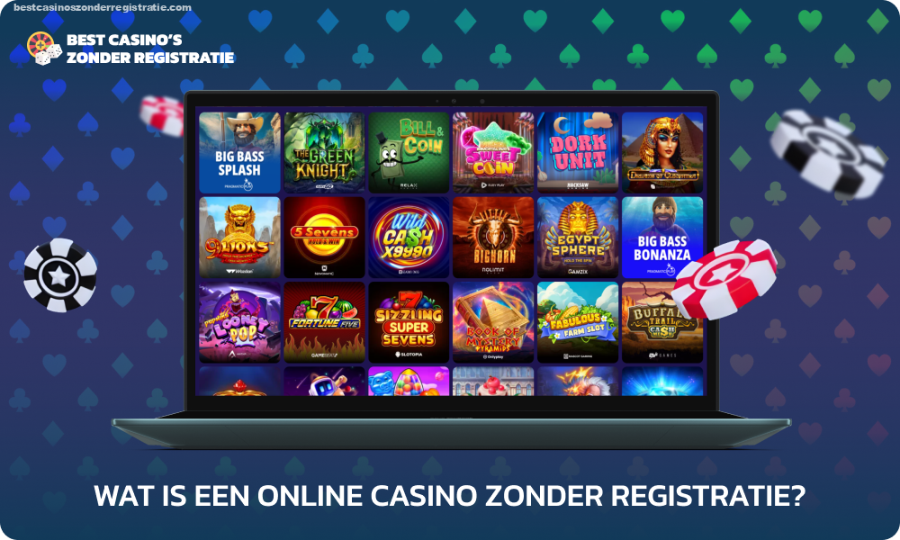 Bij online casino's zonder registratie kunt u voor echt geld of in de demomodus spelen zonder een account aan te maken, wat de spelervaring vereenvoudigt en u toegang geeft tot stortingen, opnames, bonussen en ondersteuning zonder dat u persoonlijke informatie nodig heeft